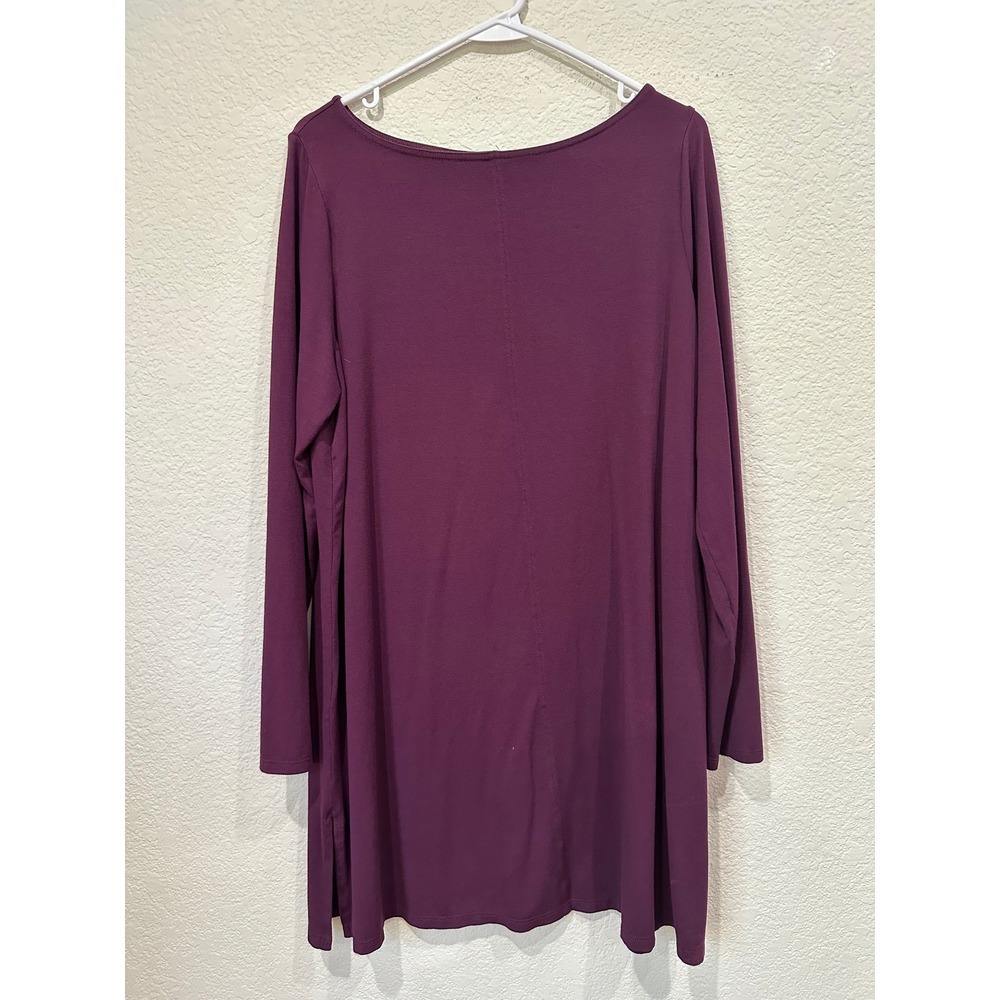 Eileen Fisher Womens Large Plum Purple Viscose Spandex Long Sleeve Tunic Top